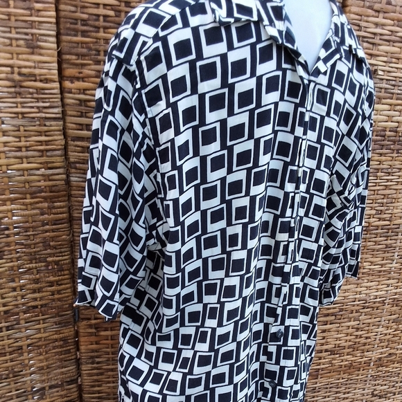 Vintage Campia Moda Modernist Old Tv Box Print Deco Style Short Sleeve Shirt L - Picture 3 of 11